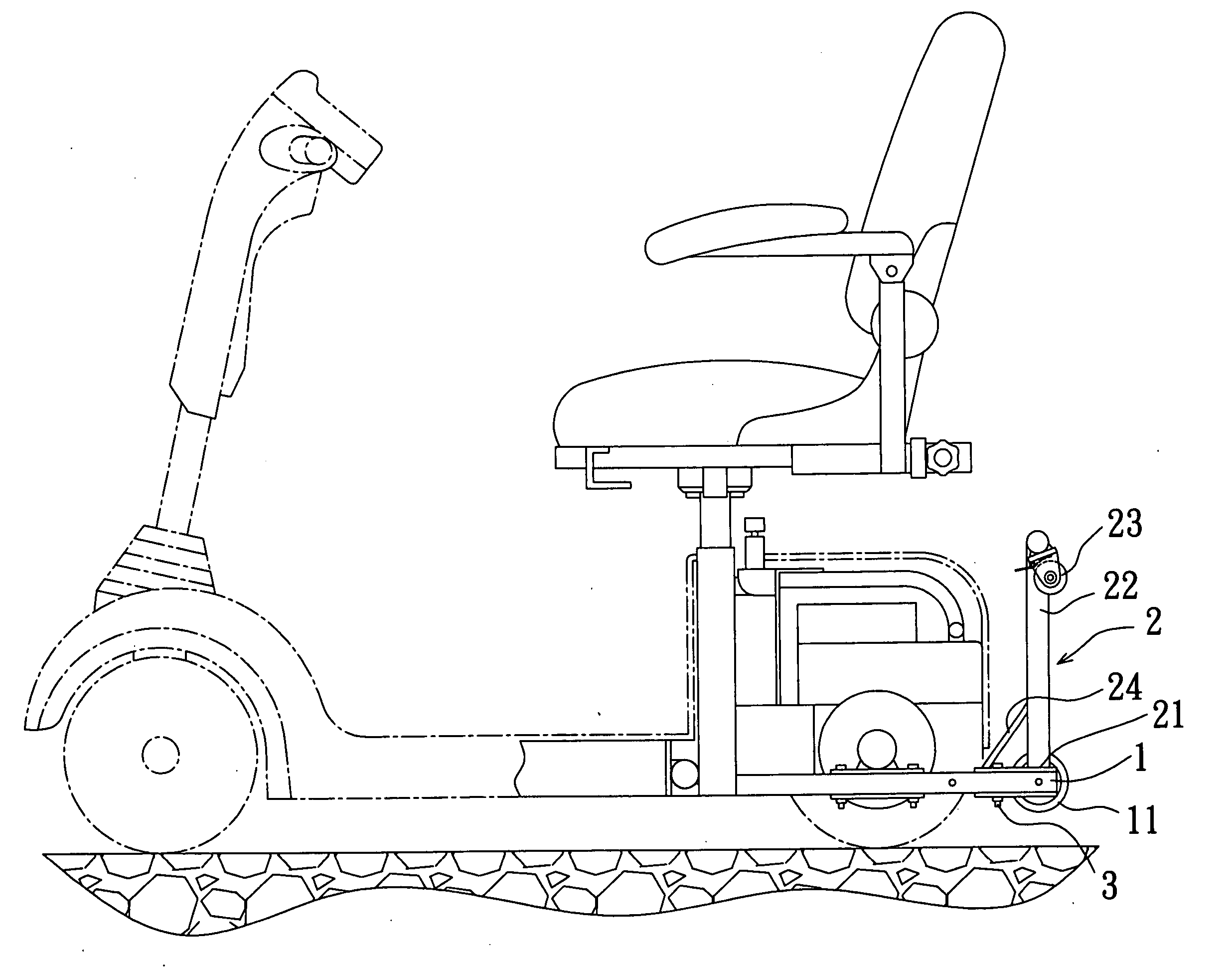 Assistant stand mechanism of a cart for people to ride on