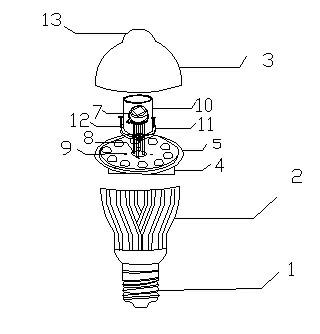 LED (light emitting diode) human body infrared sensing lamp