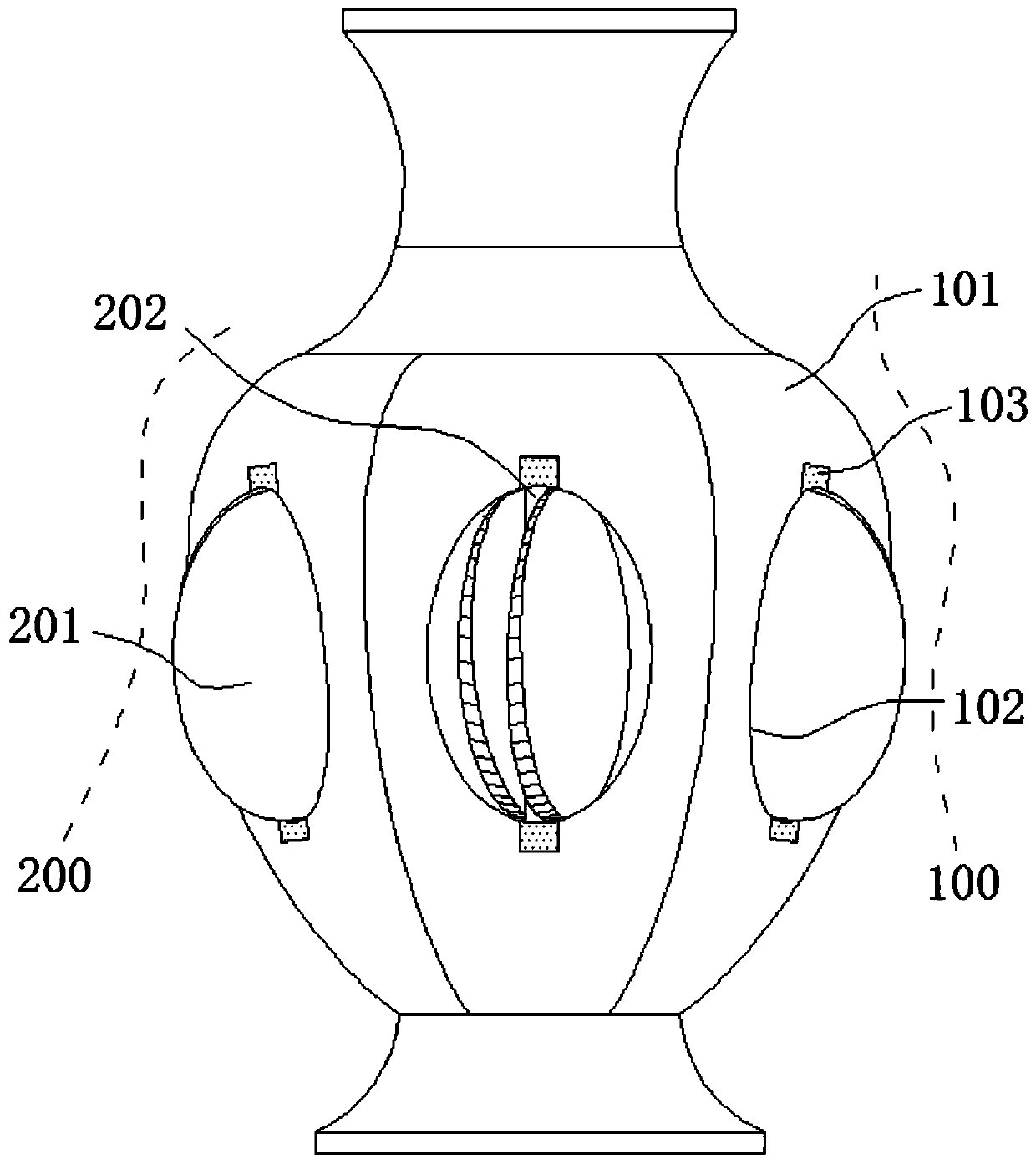 Structure suitable for cloisonne to realize multi-surface overturning simultaneously