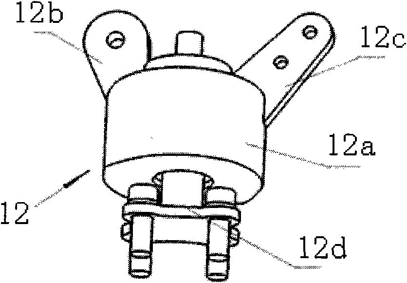 Performance testing method and testing hanger for whole set of vibration isolator of airplane APU (Auxiliary Power Unit)