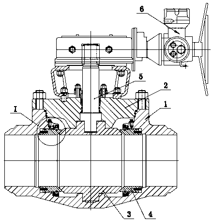 Top assembling type ball valve capable of achieving on-line disassembly and assembly