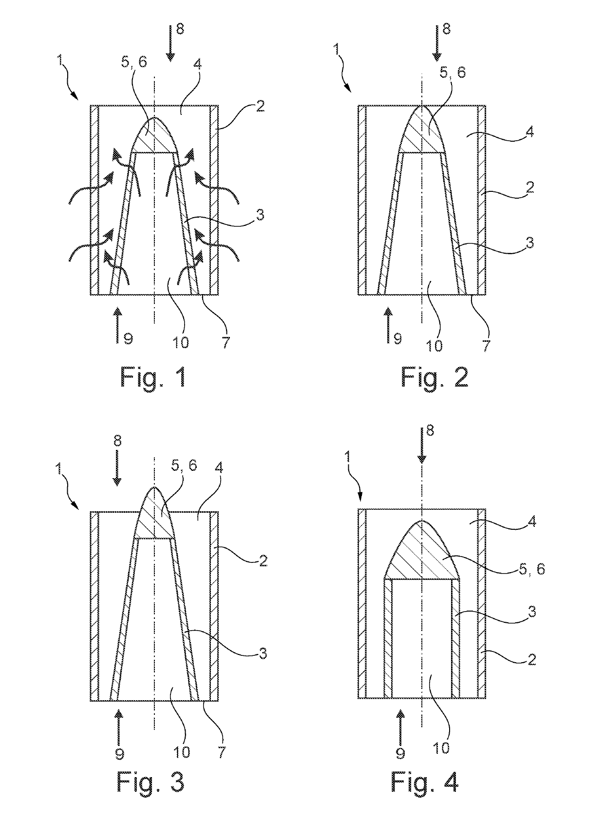 Divided flow guiding device, kit comprising base body and end piece of a flow guiding device, filter unit and method for cleaning