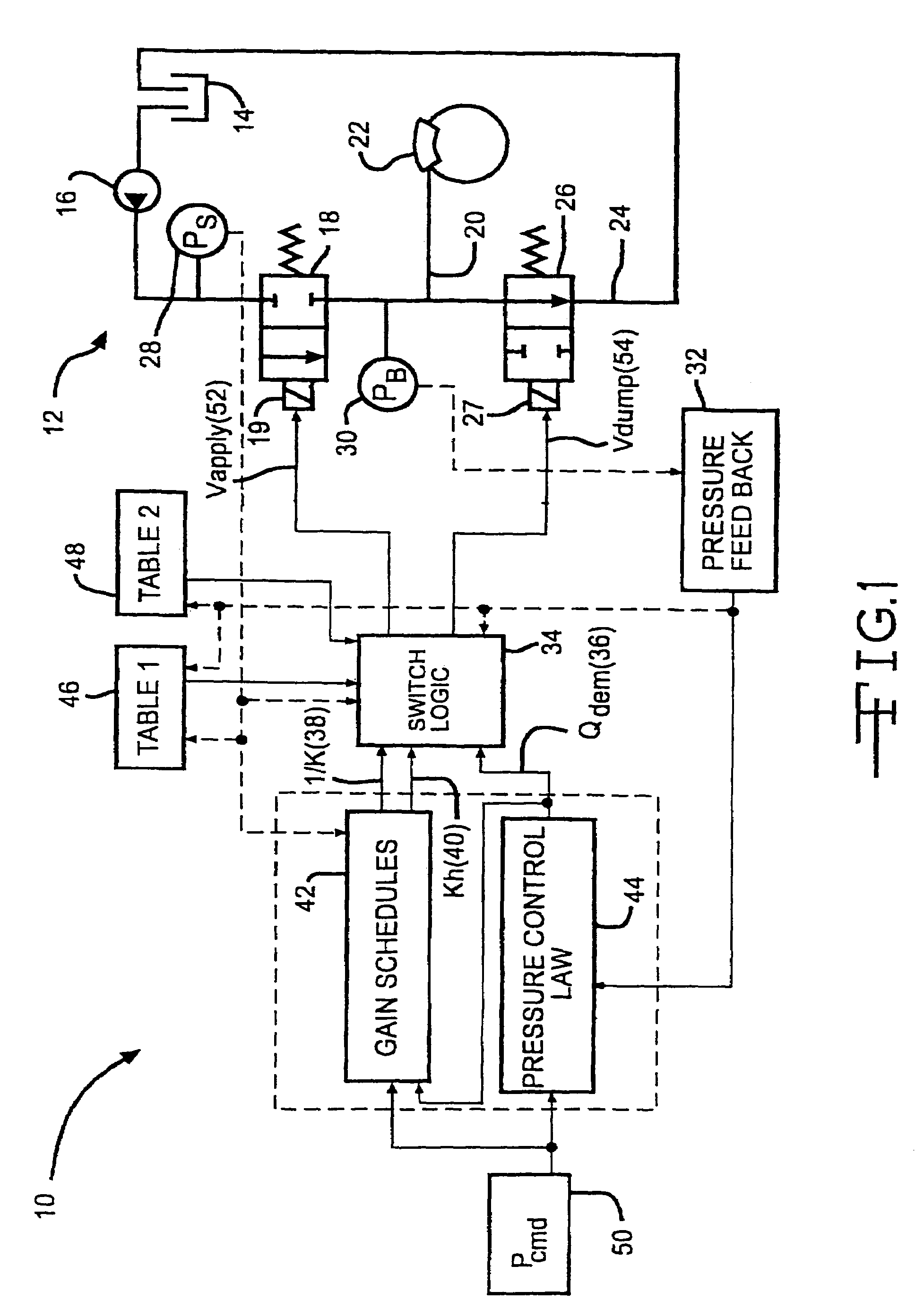 Vehicle braking system with proportional poppet valve pressure control strategy