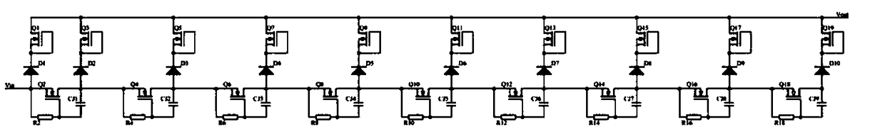 Integratable power supply filtering circuit