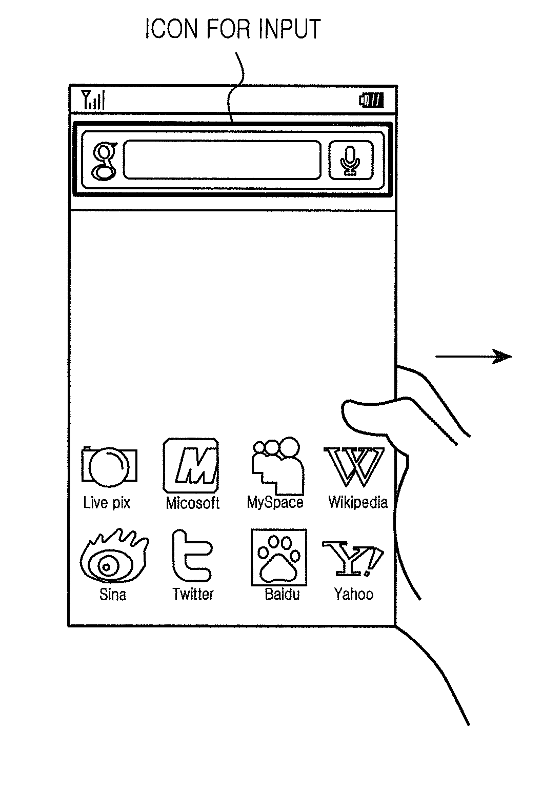 Method and apparatus for designating entire area using partial area touch in a portable equipment