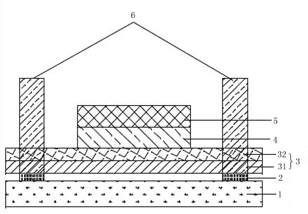 Top gate structure metallic oxide thin film transistor for improving device uniformity and manufacture method thereof