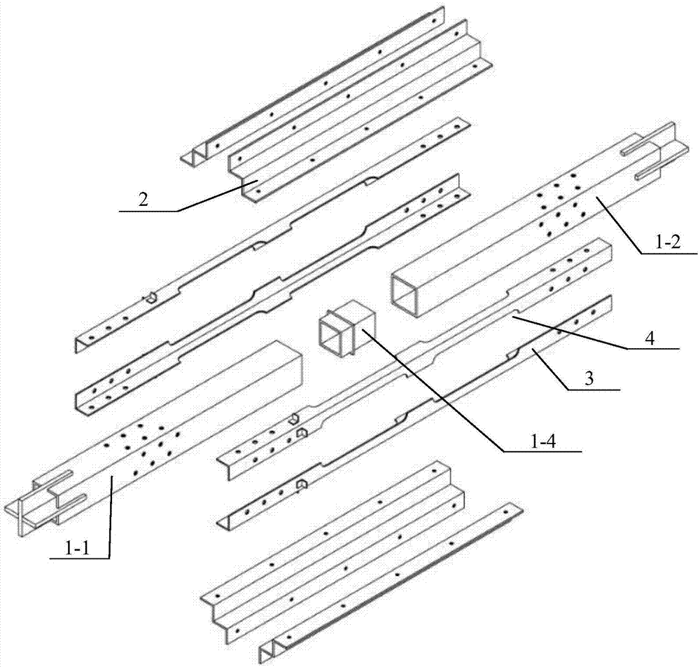 Buckling restraint support provided with L-shaped energy-dissipation element, building and assembling method