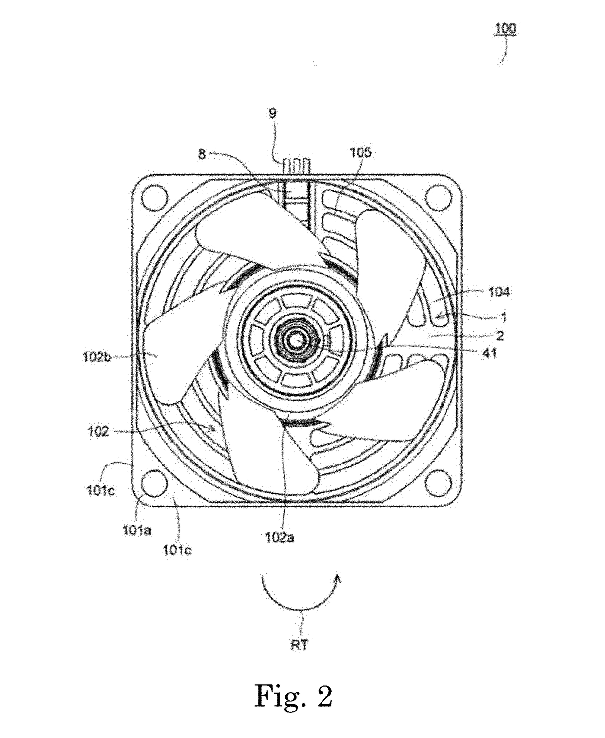 Base unit, motor, and air blowing device