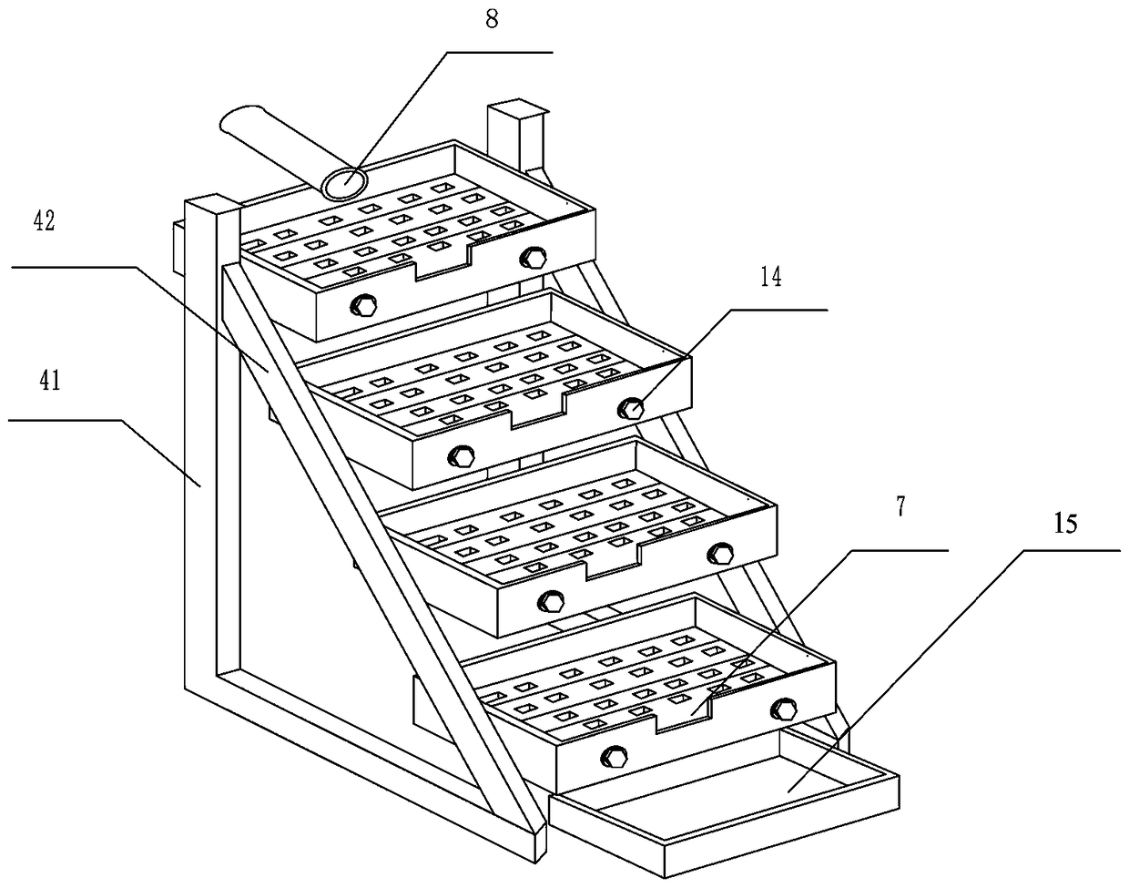 Grouting molding device using multilayer continuous casting method and grouting molding process thereof