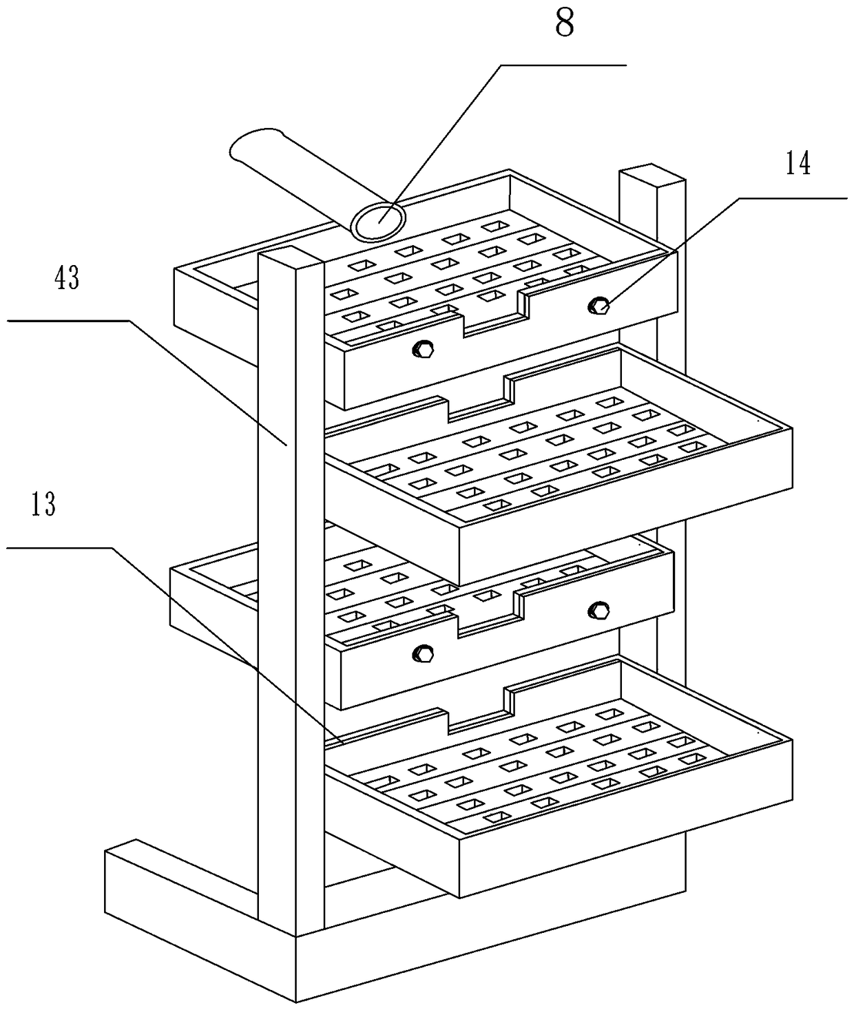 Grouting molding device using multilayer continuous casting method and grouting molding process thereof