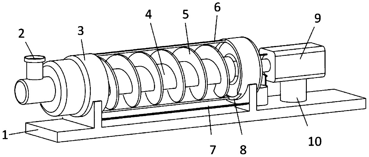 Horizontal spiral discharging centrifuge