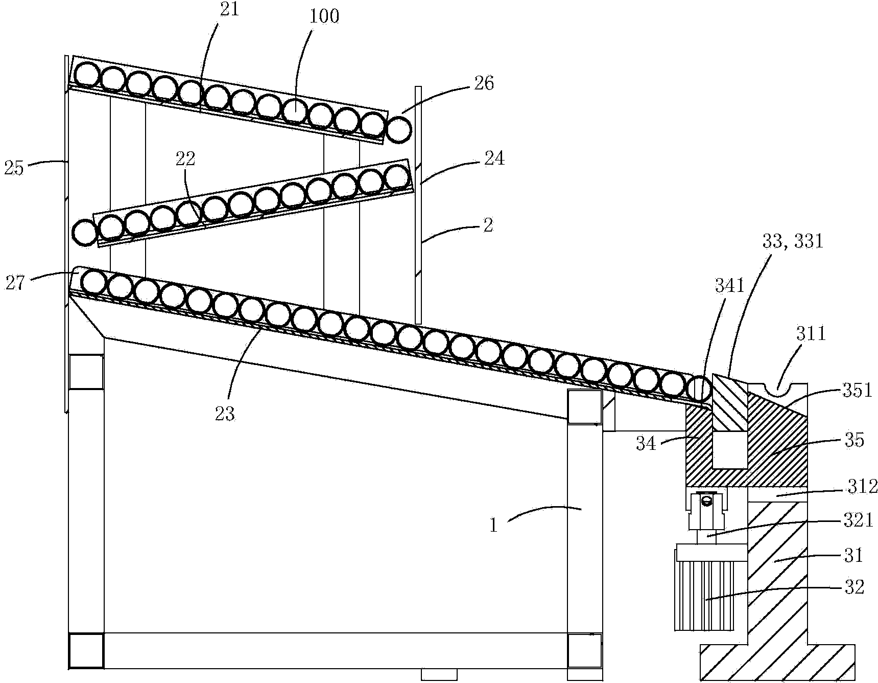 Feeding device for electric power copper pipe flaring machine