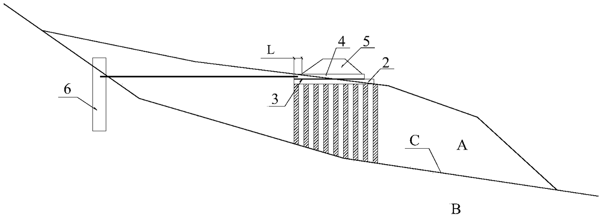 Anti-sliding-deformation roadbed reinforcing structure of high-speed railway in talus landslide area