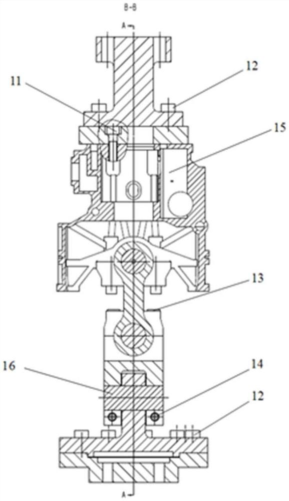 Tension-compression fatigue test device for engine cylinder body part