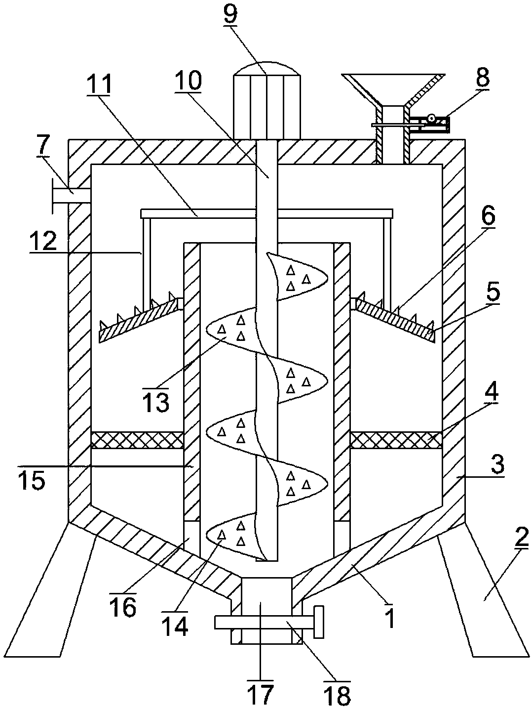 Gear and rack semi-meshed feeding type sewage processing device