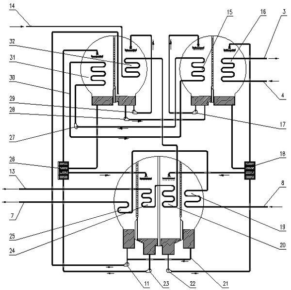 Large-temperature-rise two-stage second-class lithium bromide absorption heat pump water heater