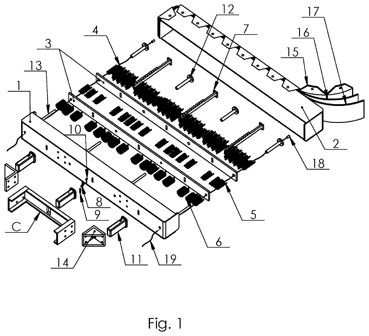 Automobile Collision Impact Reducer with Spring,  Plate and Cushioning materials