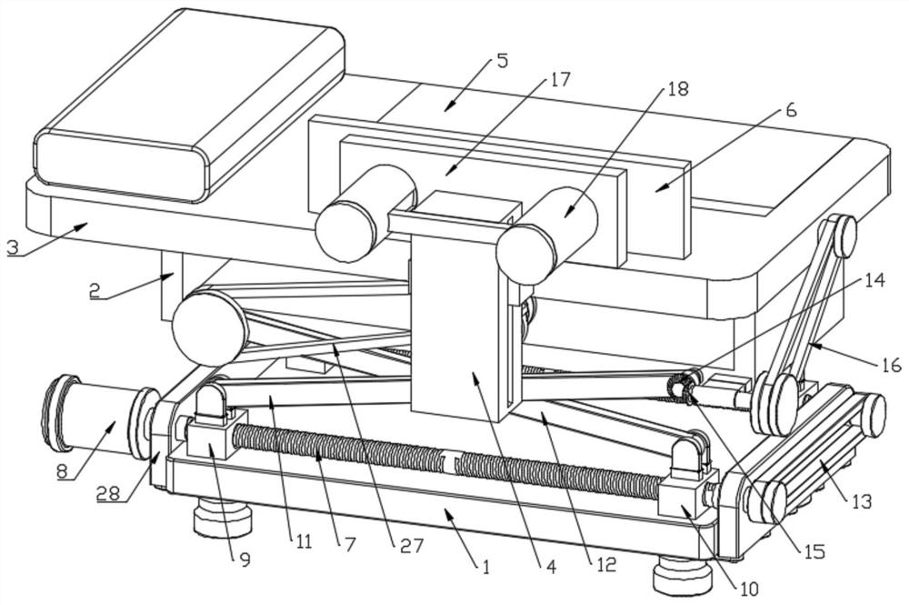 Posture adjusting and positioning device for gastric lavage of ICU acute poisoning patient