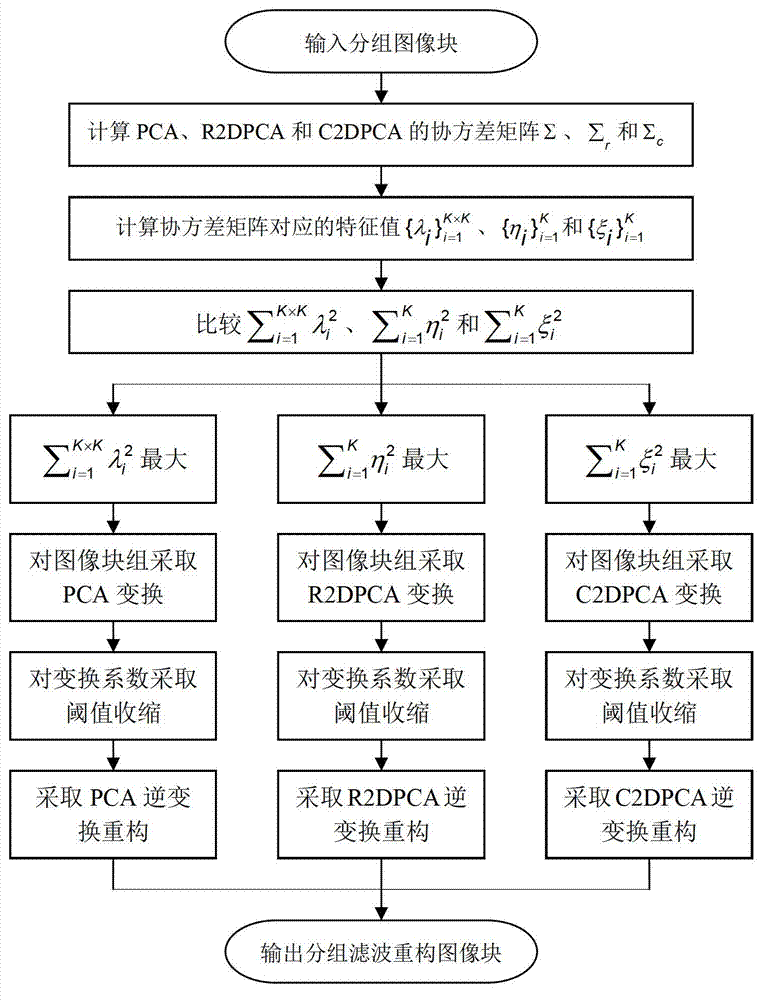 Principal component analysis collaborative filtering method for image multi-direction morphological structure grouping