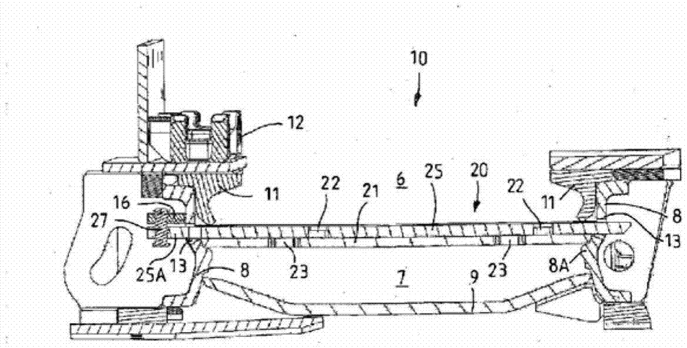 Multipart chain fixing device, trough element and parts for the same