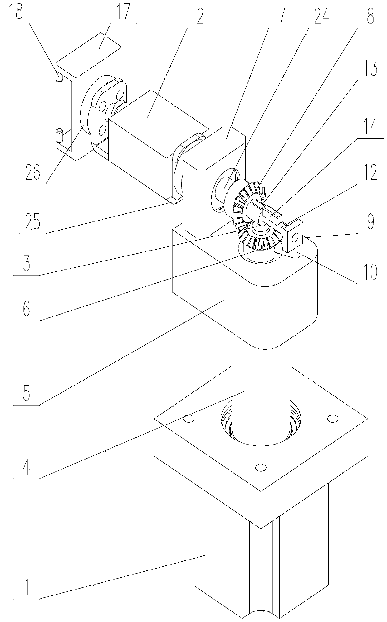 Singe motor driven double-axis control mechanism and feeding device thereof