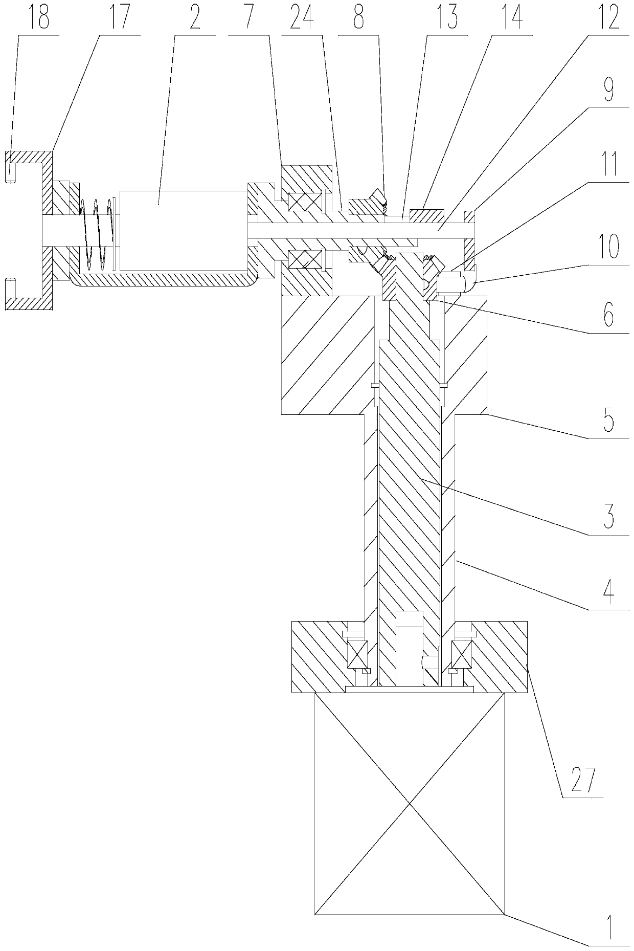 Singe motor driven double-axis control mechanism and feeding device thereof