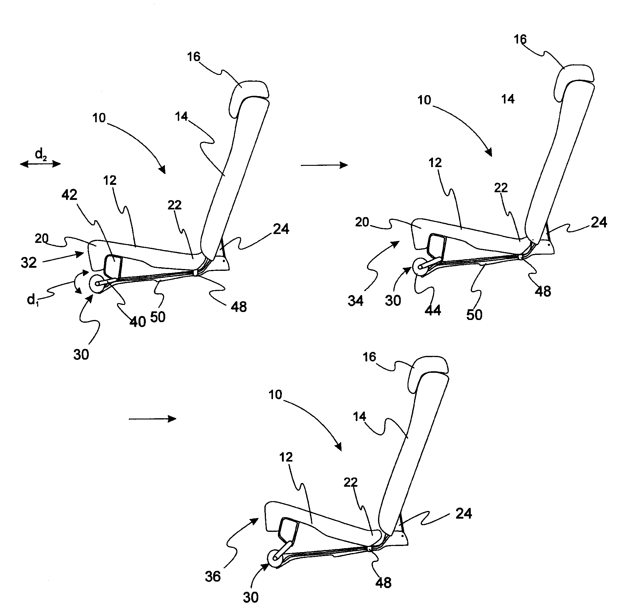 Vehicle seat with a seat tilt adjustment combined with a fold flat mechanism with a return function