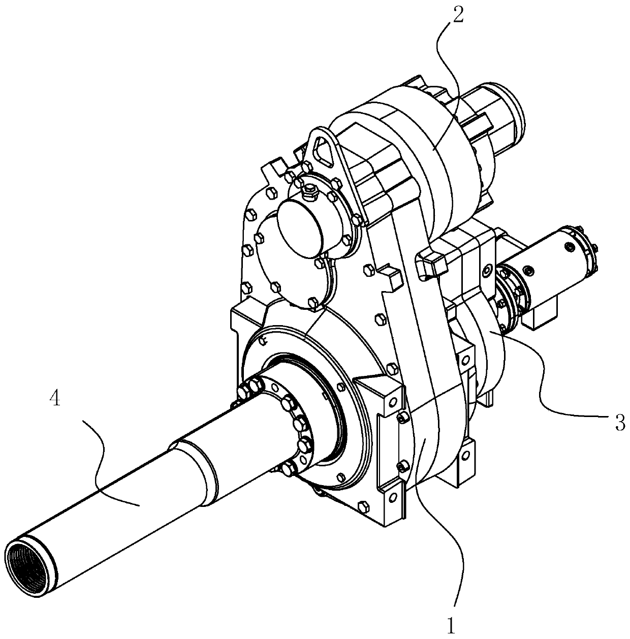 Double-output-shaft non-excavation directional drilling machine power device and drill rod matched with device