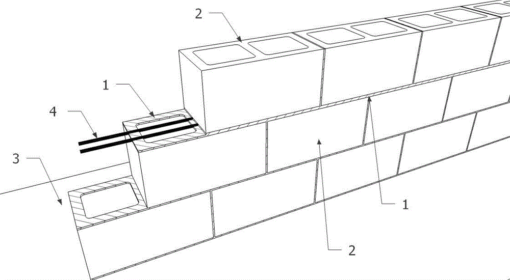 Rapid construction masonry wall with mortar replaced by glue and construction method of rapid construction brickwork wall