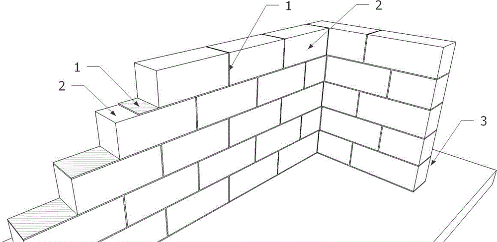 Rapid construction masonry wall with mortar replaced by glue and construction method of rapid construction brickwork wall