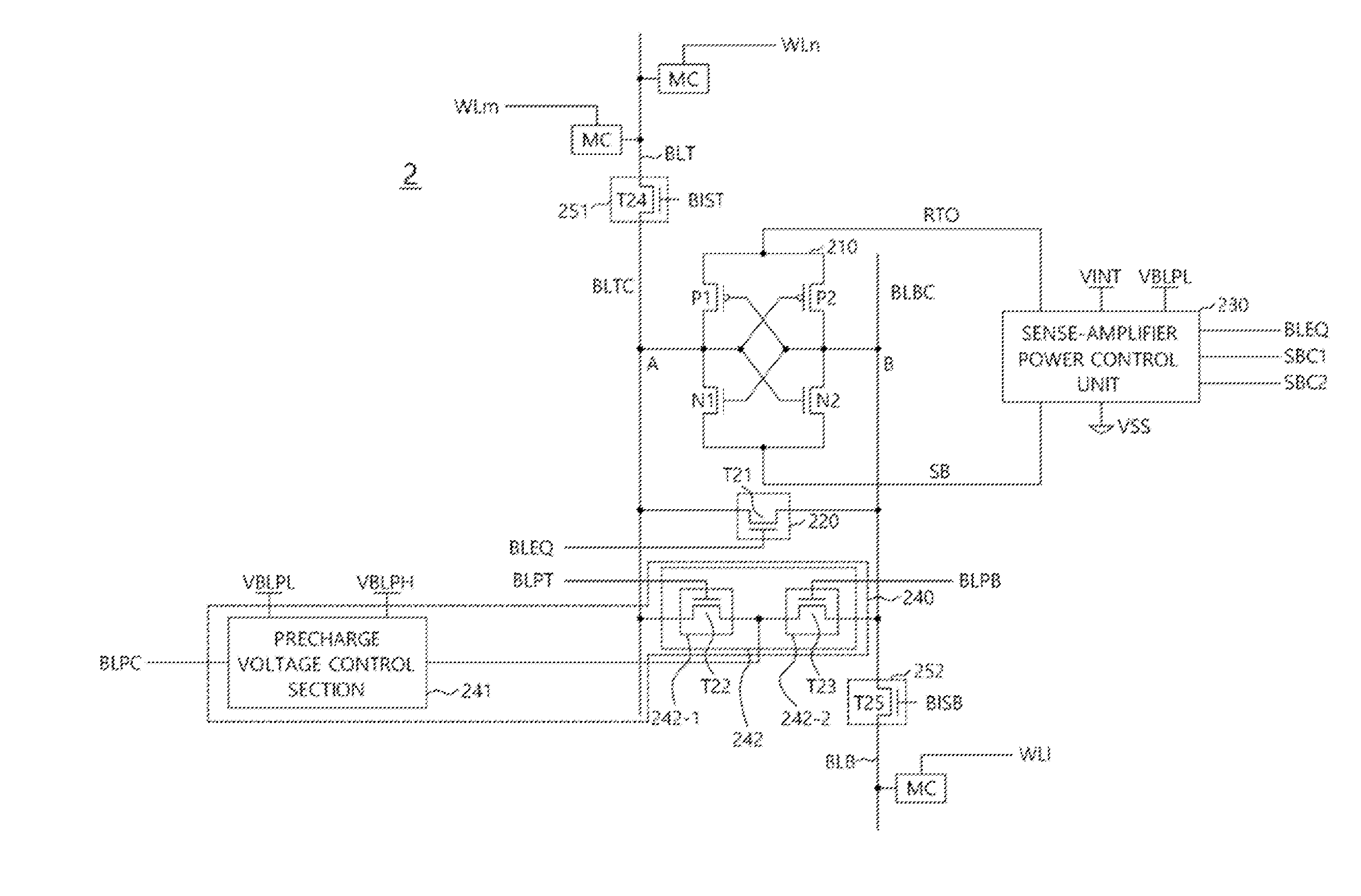 Bitline senseamplifier and semiconductor memory apparatus using the same