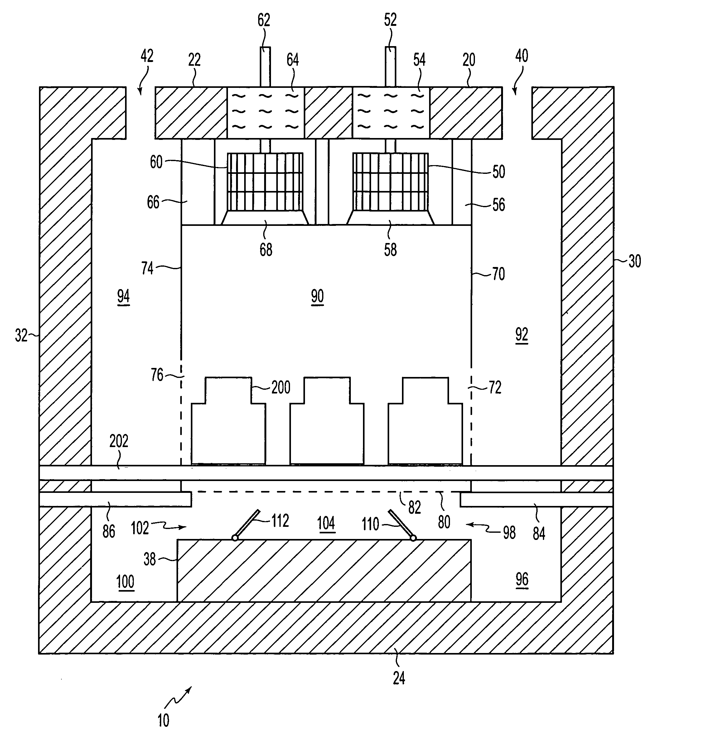 Apparatus for uniform flow distribution of gas in processing equipment