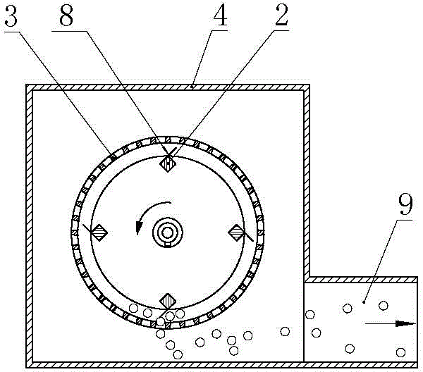 Treatment machine for increasing surface roughness of plastic foam particles