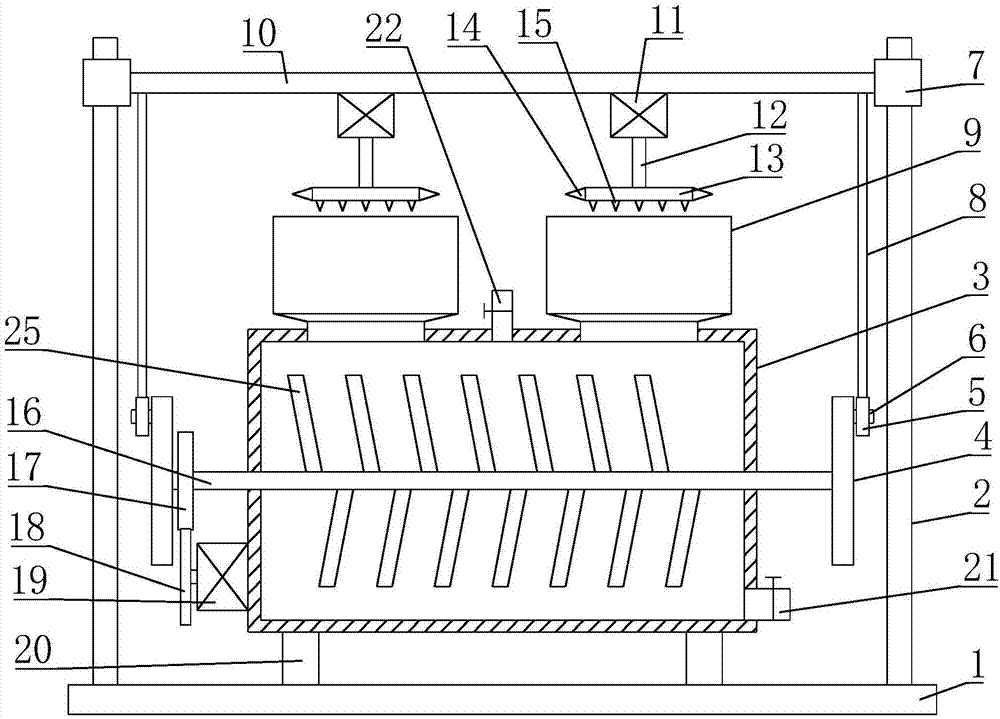 Agricultural caking granular fertilizer dissolving-mixing device