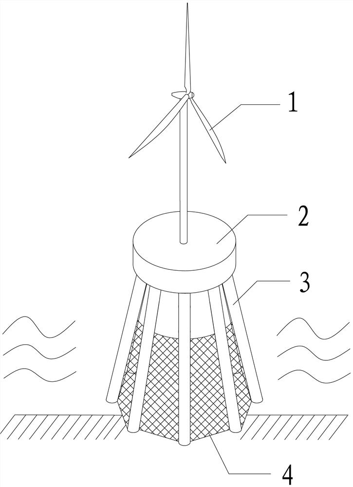 Construction method of aquaculture net cage based on built offshore wind power multi-pile bearing platform foundation