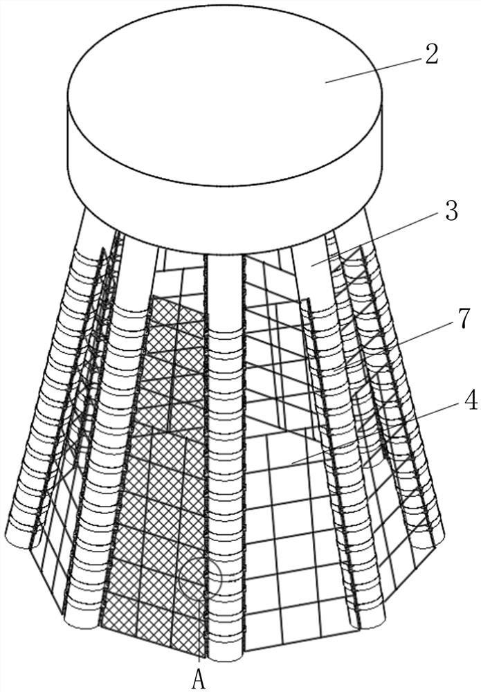 Construction method of aquaculture net cage based on built offshore wind power multi-pile bearing platform foundation