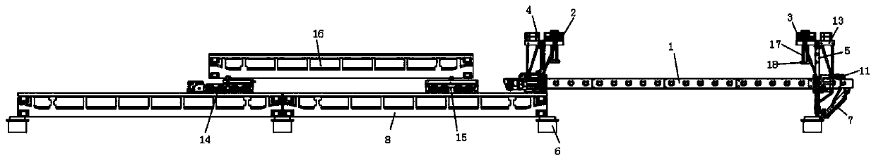 Single-guide-beam downlink type bridge feeding device and bridge feeding method thereof