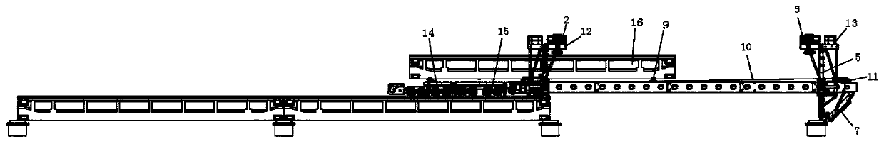 Single-guide-beam downlink type bridge feeding device and bridge feeding method thereof