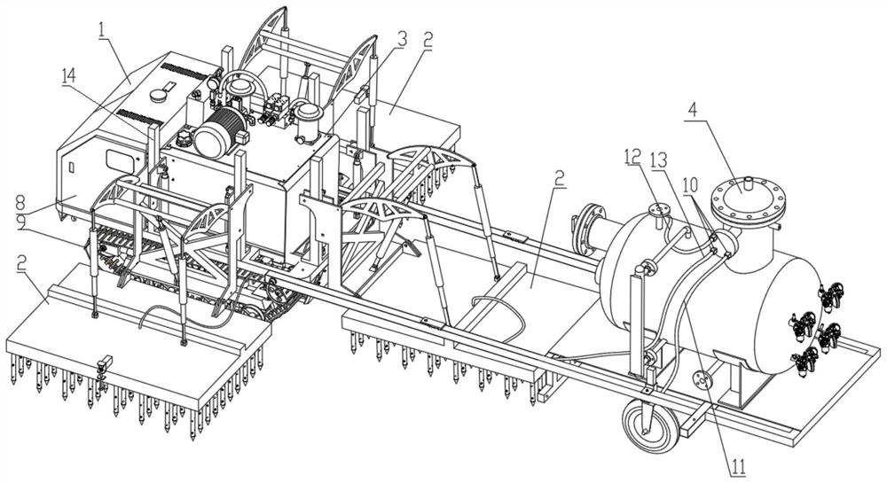 Greenhouse soil efficient steam disinfection and film mulching all-in-one machine based on pulse combustion technology