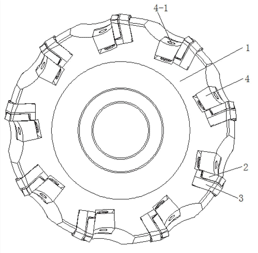 Face milling cutter with indexable inserts and knife pads thereof