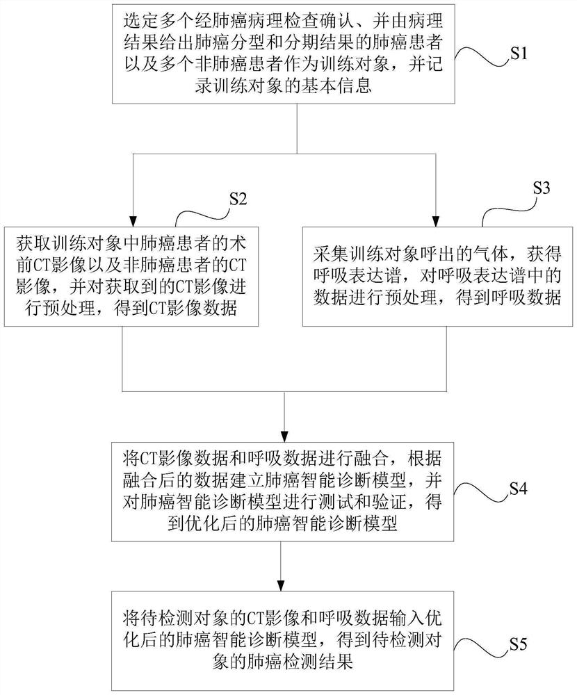 Intelligent lung cancer detection method and system based on image and machine smell fusion