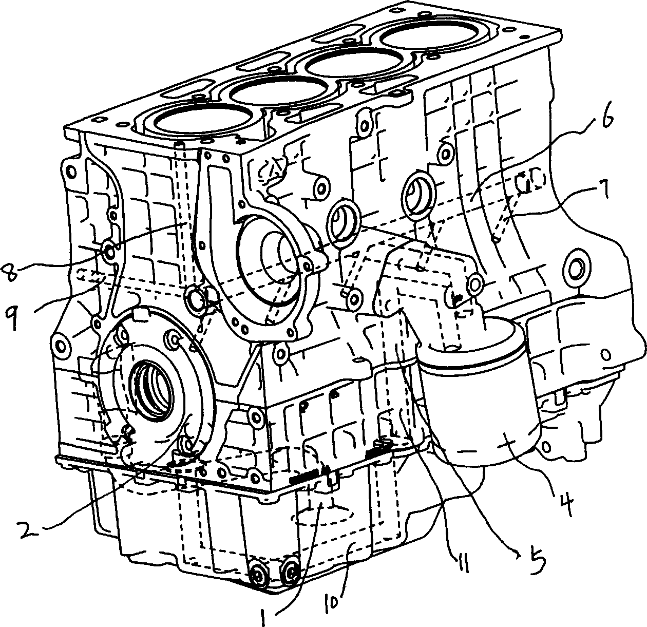 Lubricating oil-way of engine cylinder assembly