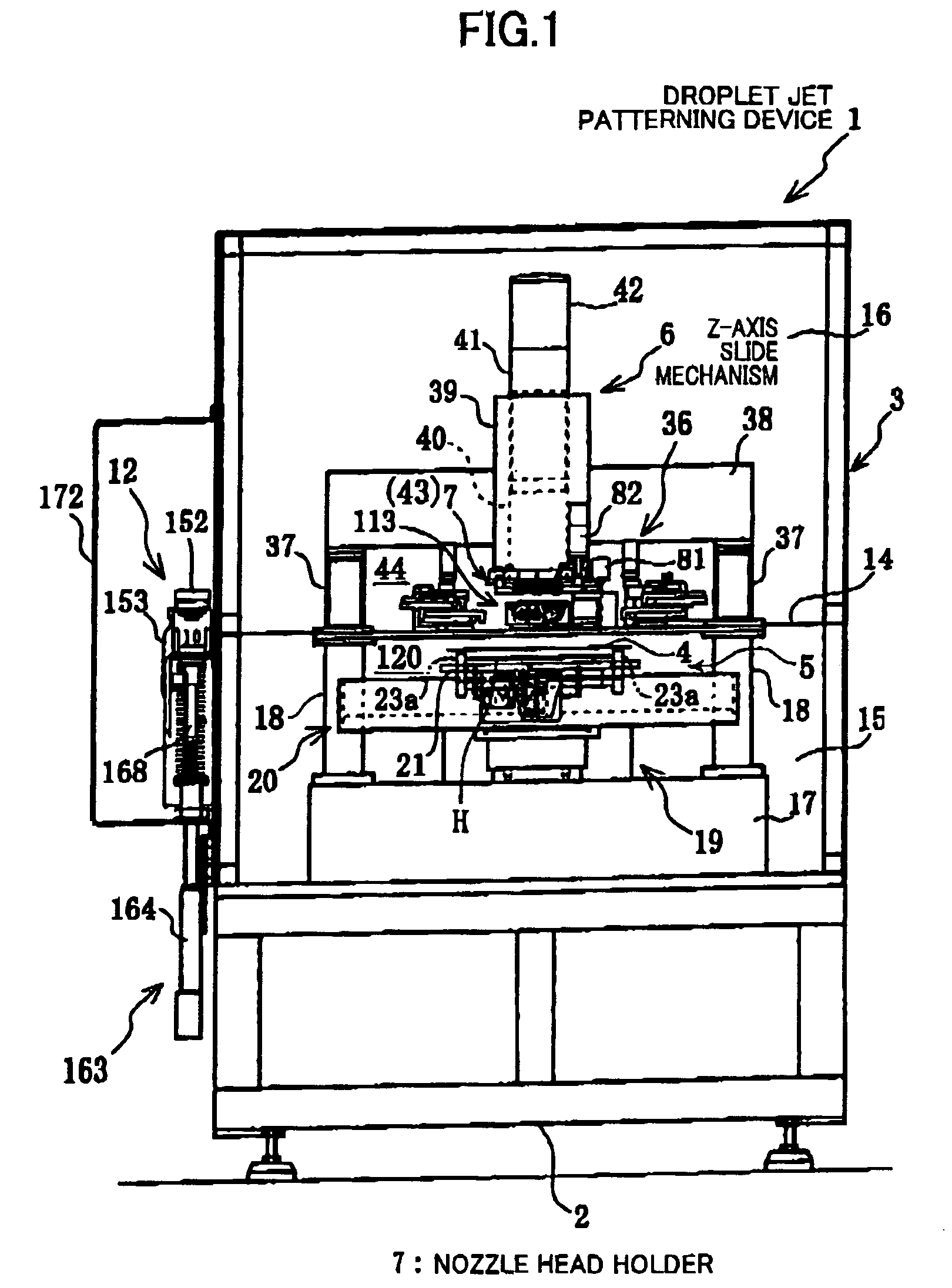 Nozzle head, nozzle head holder, and droplet jet patterning device