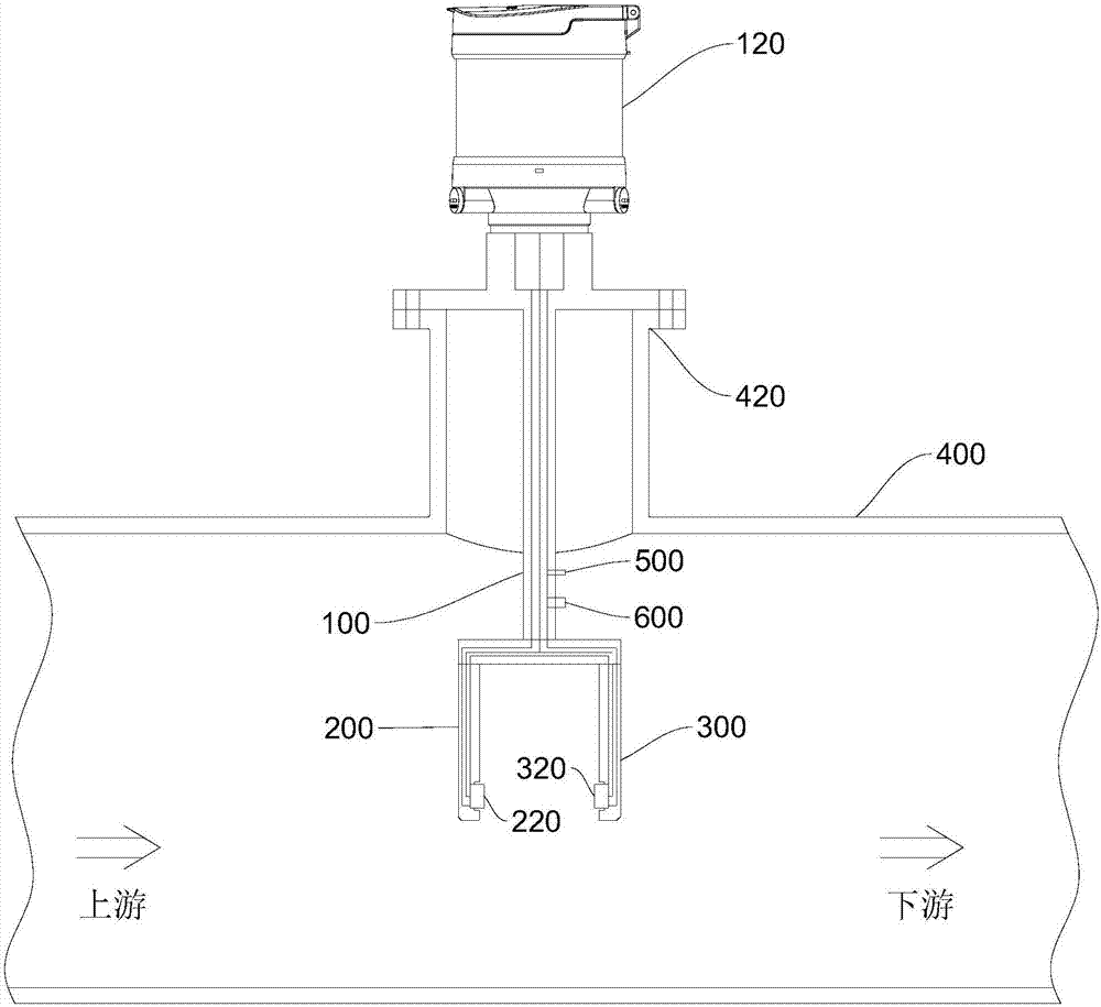 Plug-in type ultrasonic flow meter, flow metering system and method