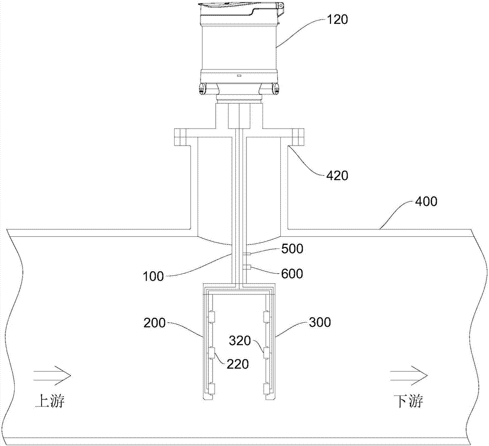 Plug-in type ultrasonic flow meter, flow metering system and method