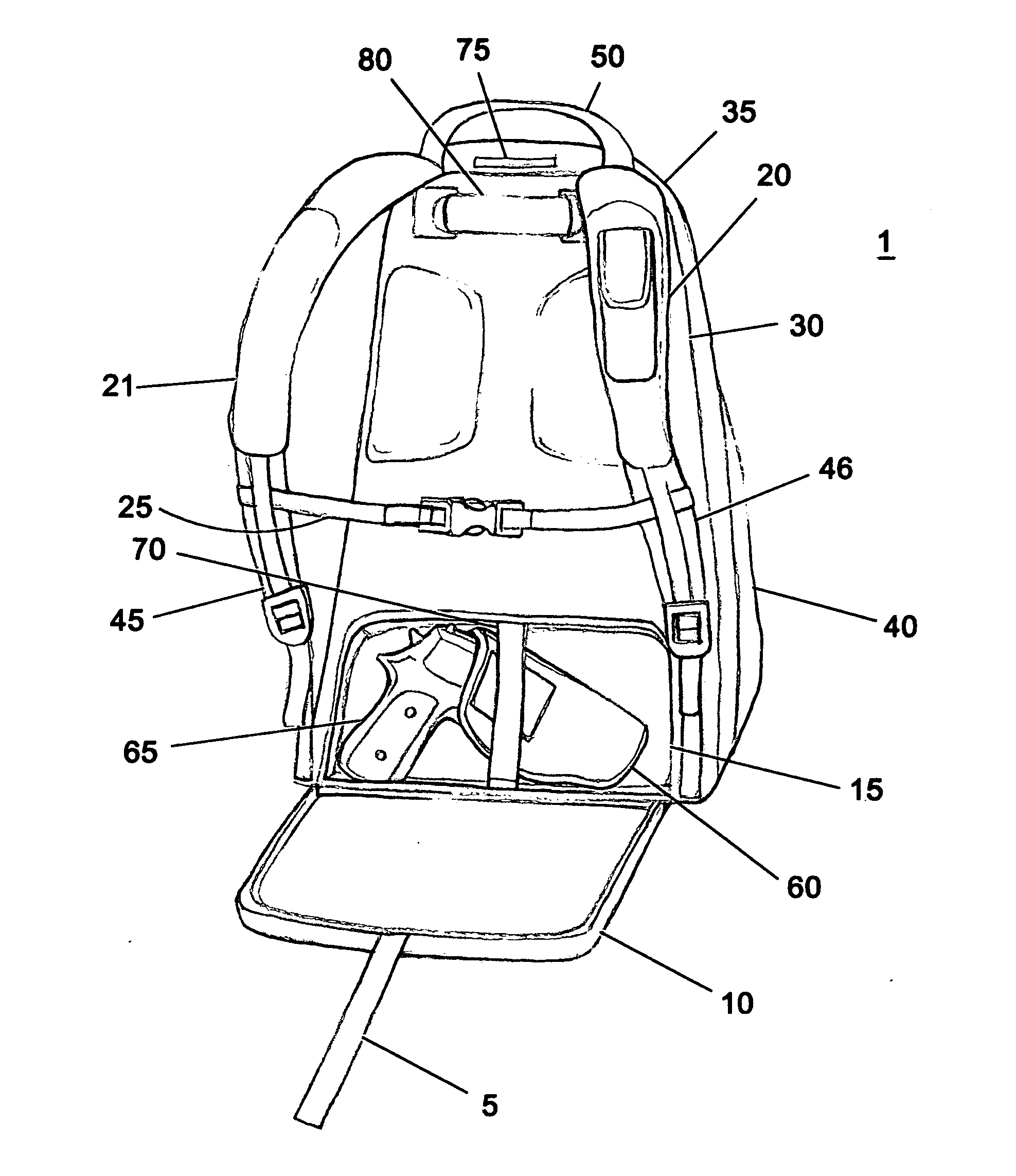 Backpack lumbar firearm compartment