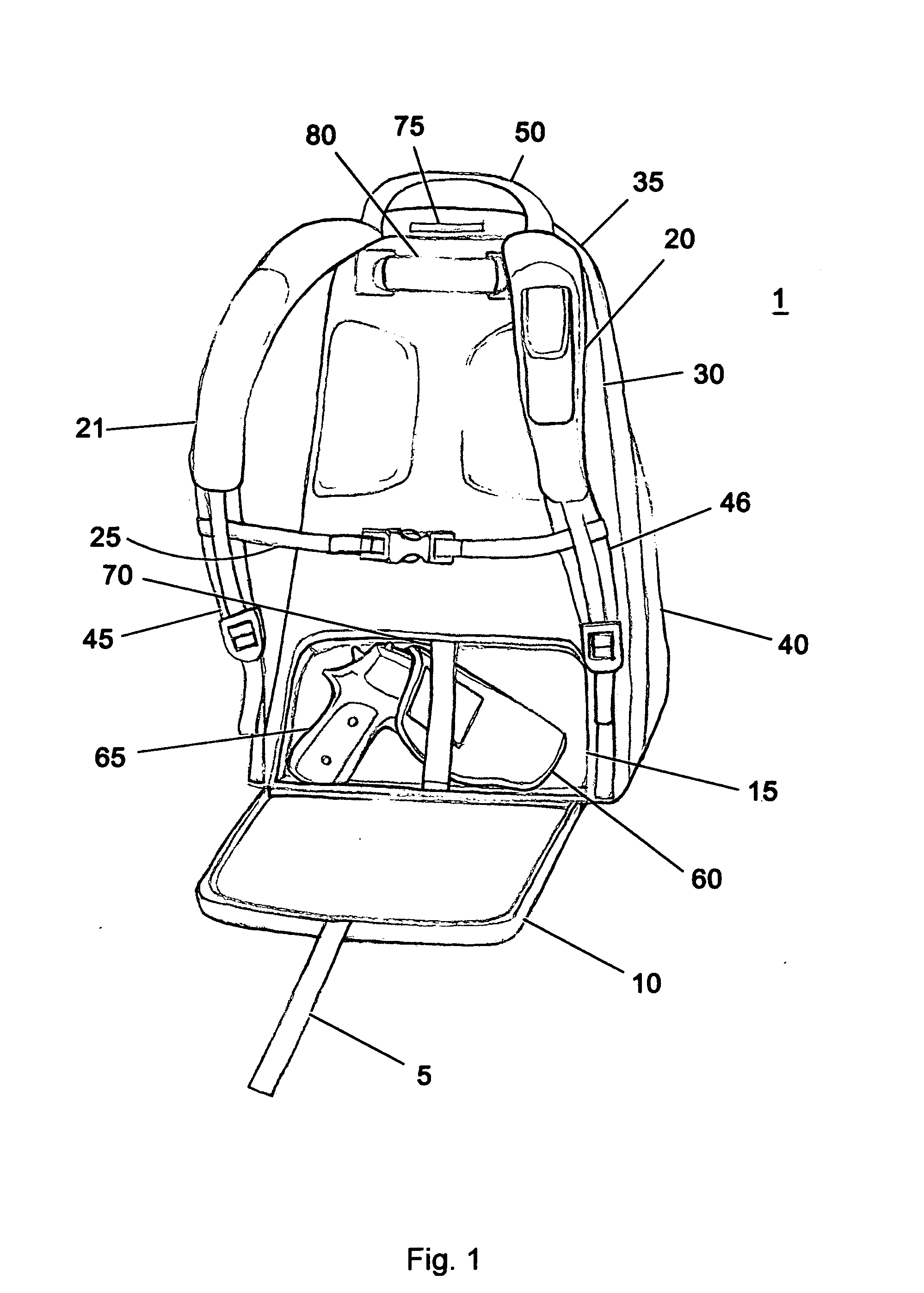 Backpack lumbar firearm compartment