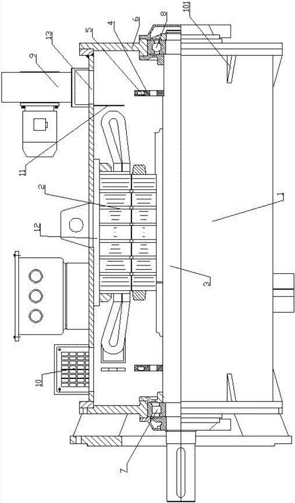 Open-type suspension variable frequency motor and method for assembling the same