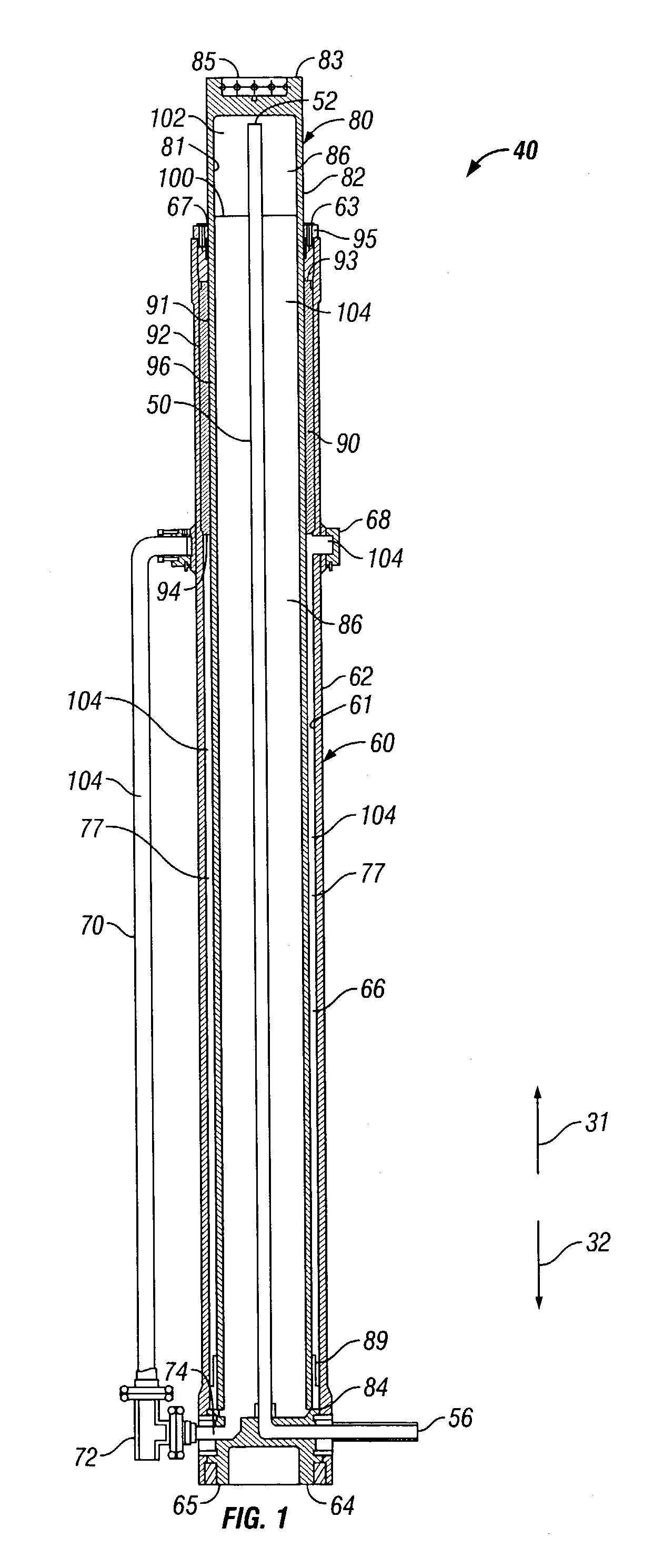 Ram-type tensioner assembly having integral hydraulic fluid accumulator