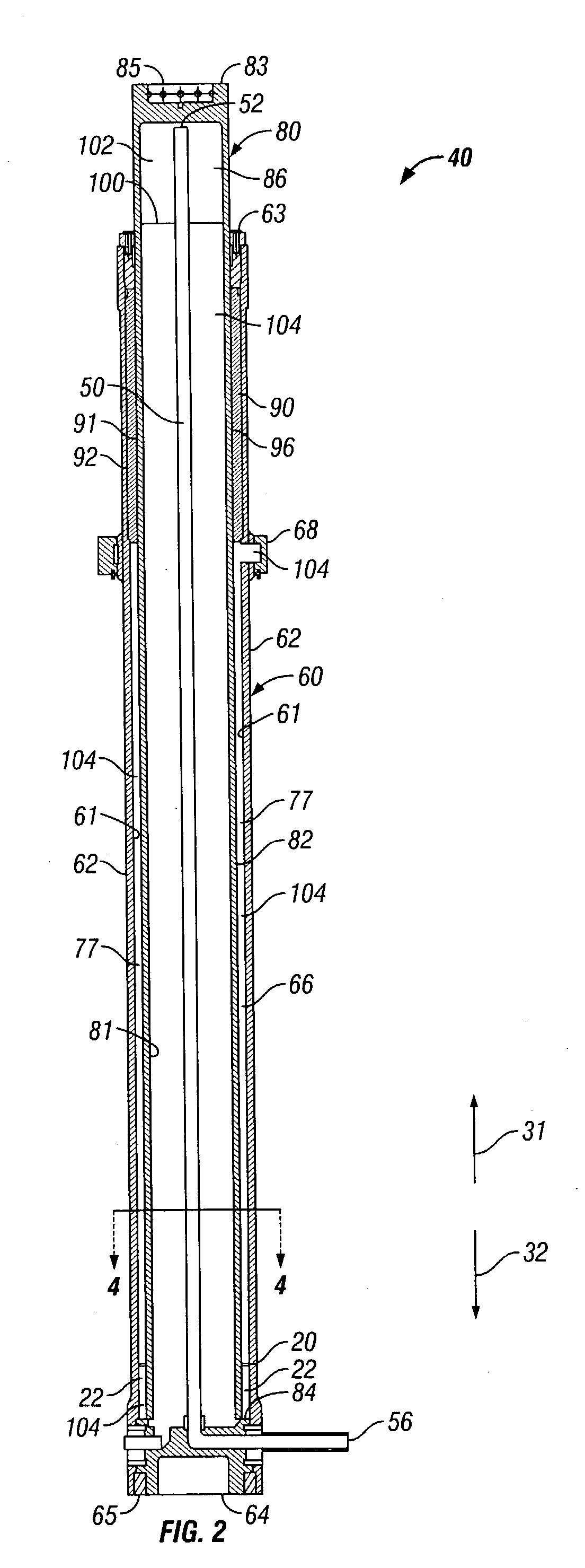 Ram-type tensioner assembly having integral hydraulic fluid accumulator